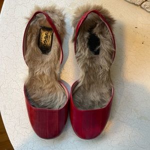 Gucci red sling-back fur lined pumps